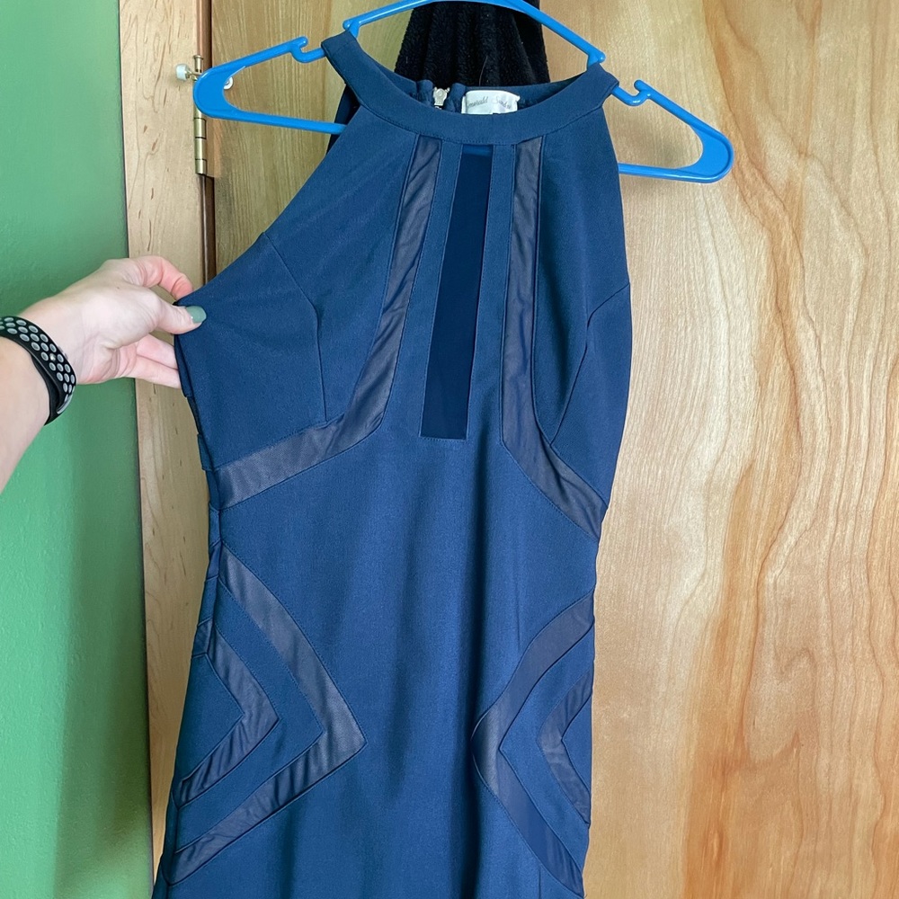 Navy blue fitted mini dress